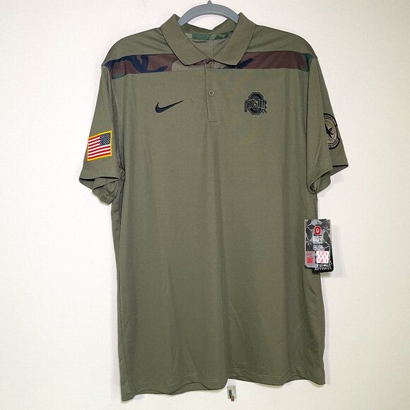 NWT Men's L Nike Ohio State Buckeyes Dry-Fit Military Appreciation Polo Shirt - Picture 1 of 11
